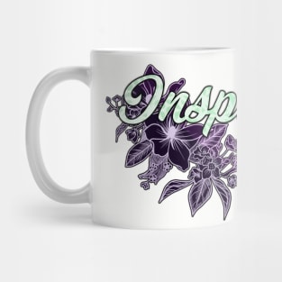 'Inspire' Floral Typography Design- Purple Mug